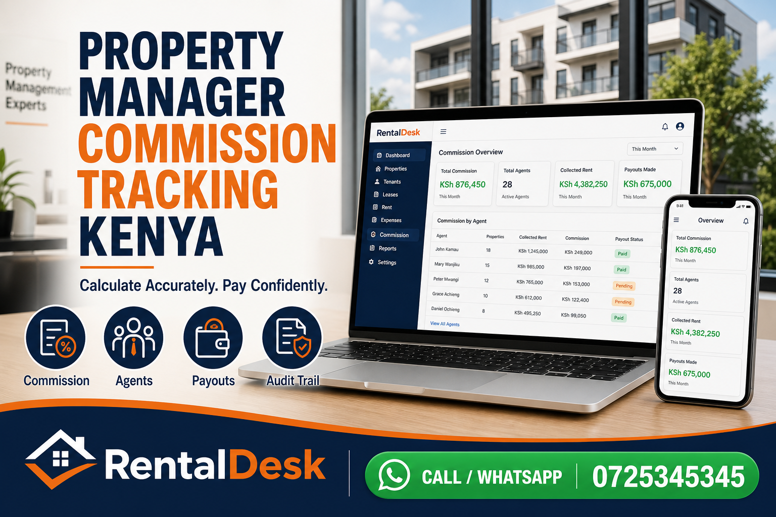 property manager commission tracking Kenya