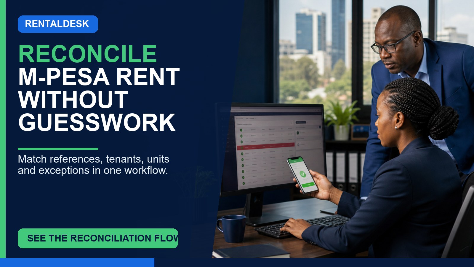 M-Pesa rent reconciliation software Kenya dashboard matching tenant rent payments