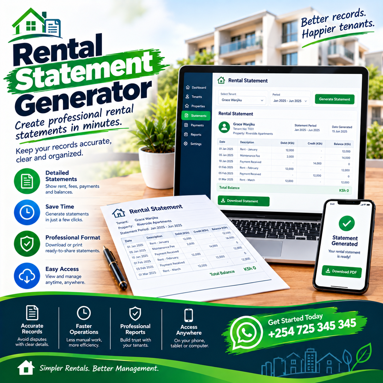 rental statement generator