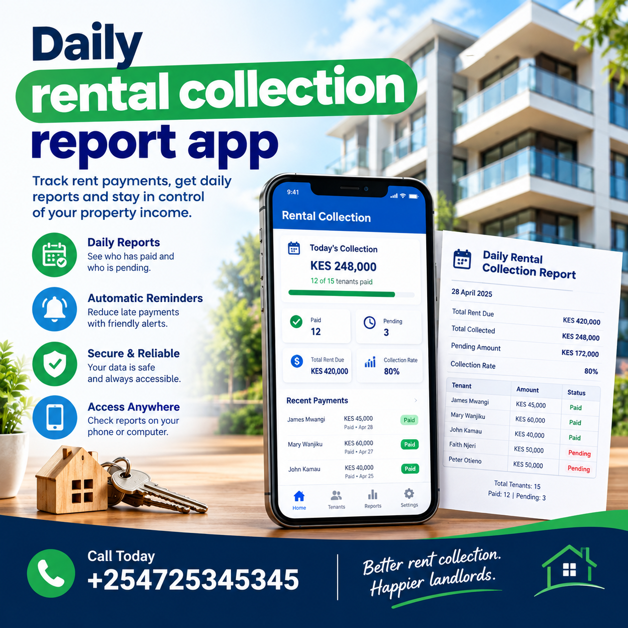 daily rental collection report app