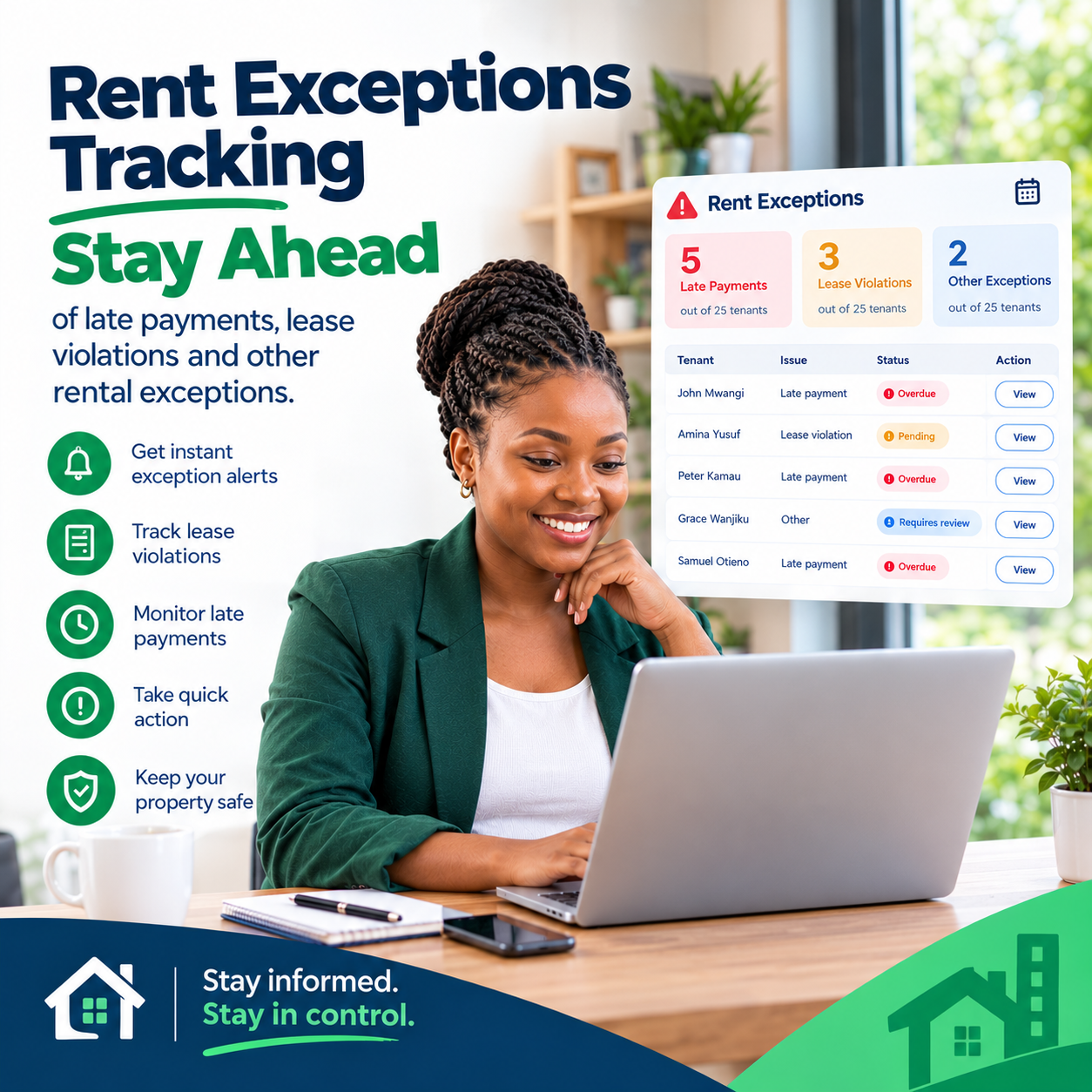 Rent exceptions tracking